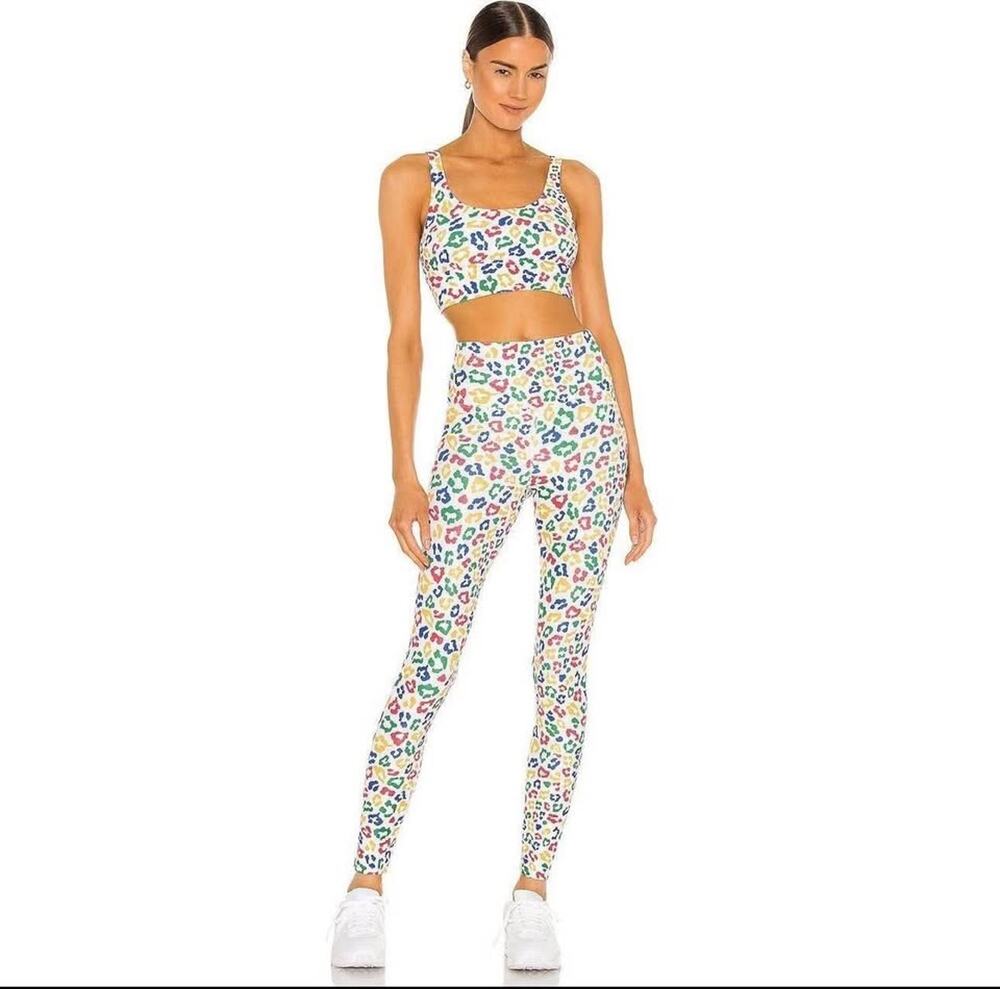 Beach Riot Medium Primary Core Leopard Ayla Legging Leah Sports Bra Matching Set